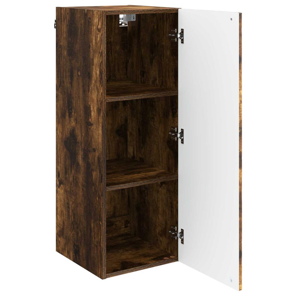 Wall Mounted Cabinet Smoked Oak Finish 33 X 34.5 X 90 Cm Particleboard
