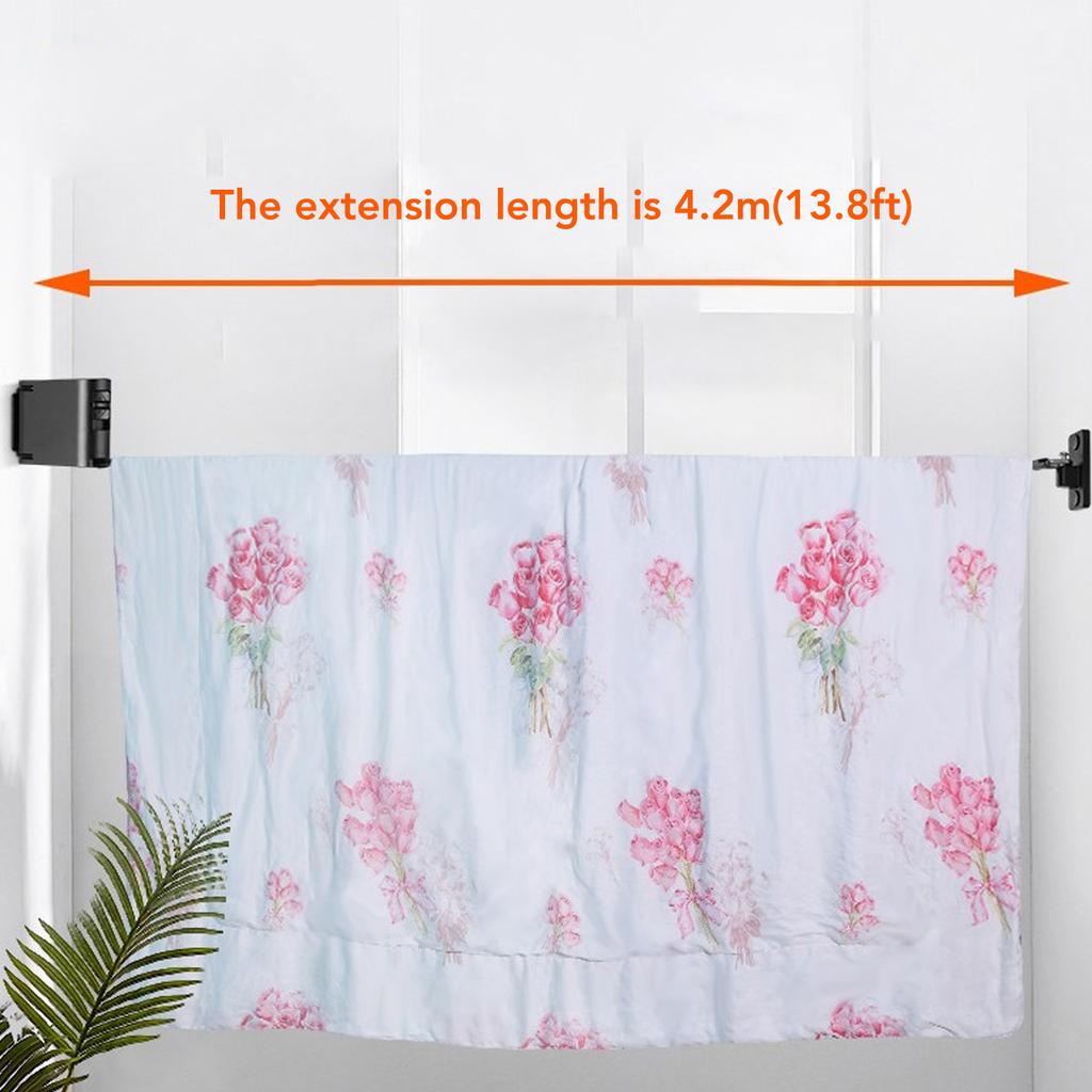 Tendedero retráctil engrosado de 4,2 m con hebilla de posicionamiento oculta para colgar en la pared de habitaciones interiores