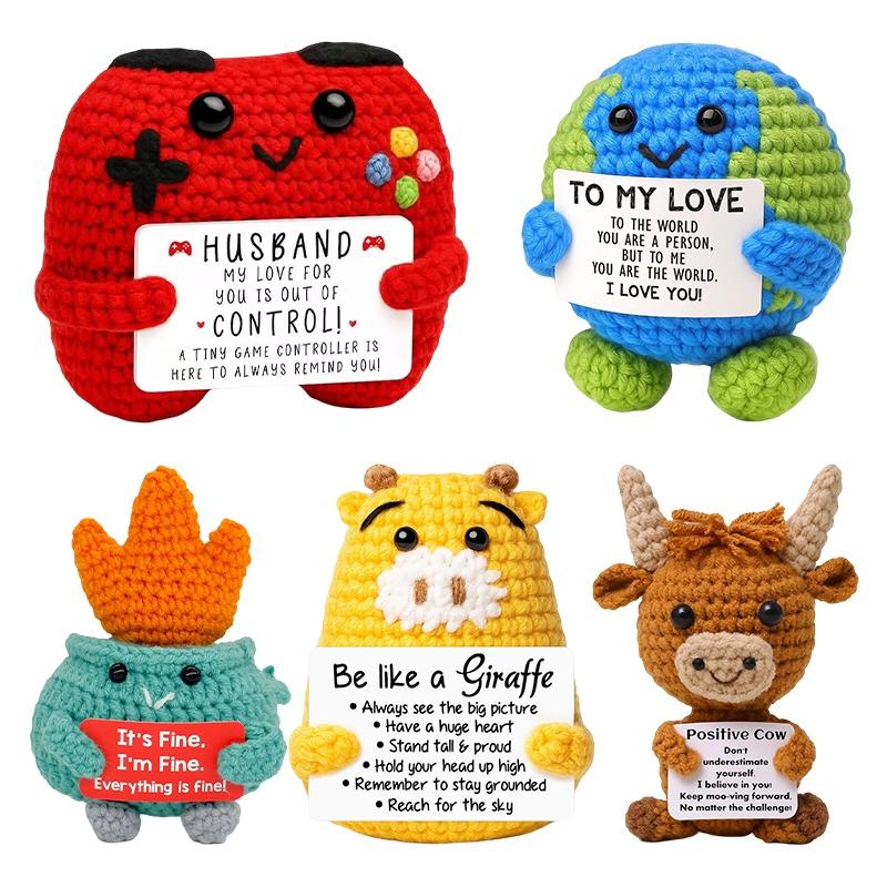 Crochet Pocket Hug Hand-woven Positive Energy Dolls Finished Alien Ornaments Knitted Crafts Desktop Miniature Mother's Day Gifts
