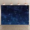 2D Plane, 1 Piece of Deep Blue and Golden Starry Night Background Banner, Suitable for Birthdays and Weddings