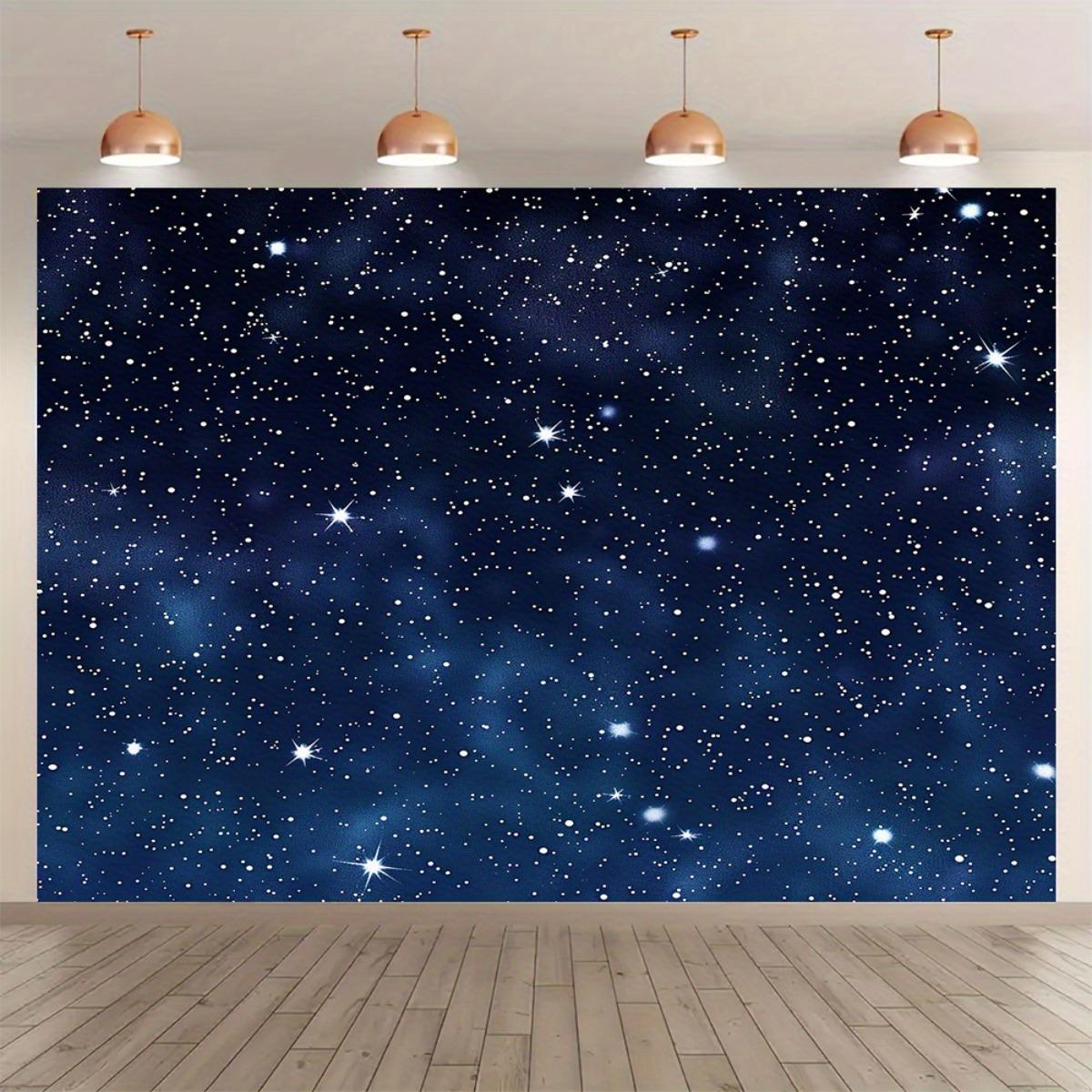 2D plane 1 piece of deep blue and golden starry night background banner suitable for birthdays and weddings 100x150cm
