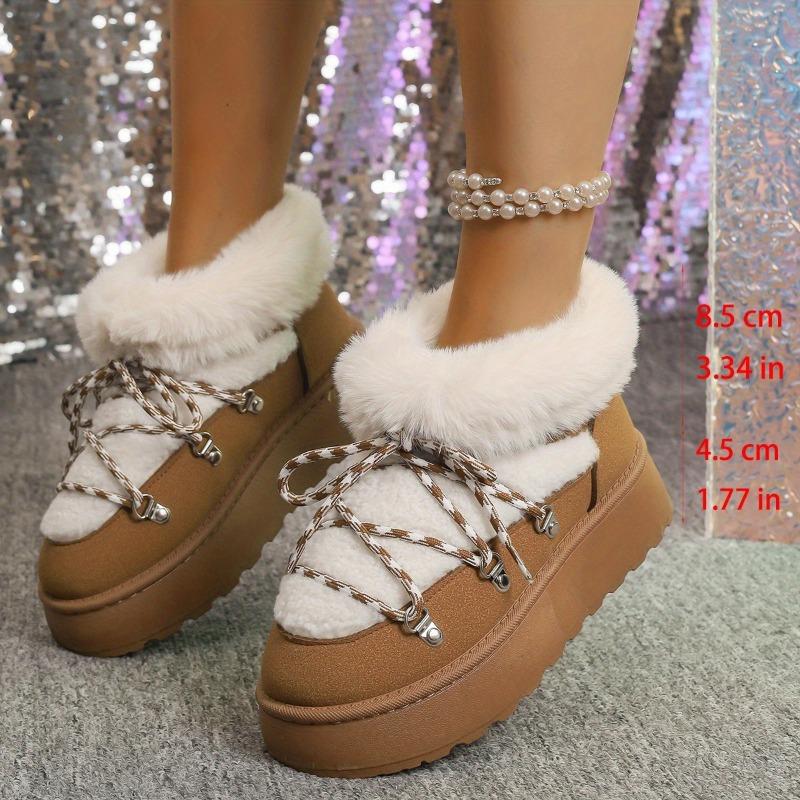 Winter New Snow Shoes Big Size Flat Bottom Short Tube Female Padded Thickened Warm Snow Boots Female