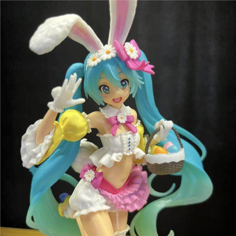 Cute Anime Rabbit Ears Hatsune Miku Action Figure Kawaii Pvc Model Statue Doll Desktop Collect Ornaments Toys Surprise Girl Gift