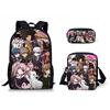 Classic Danganronpa Pattern 3D Print 3pcs/Set Pupil School Bags Laptop Daypack Backpack Inclined Shoulder Bag Pencil Case