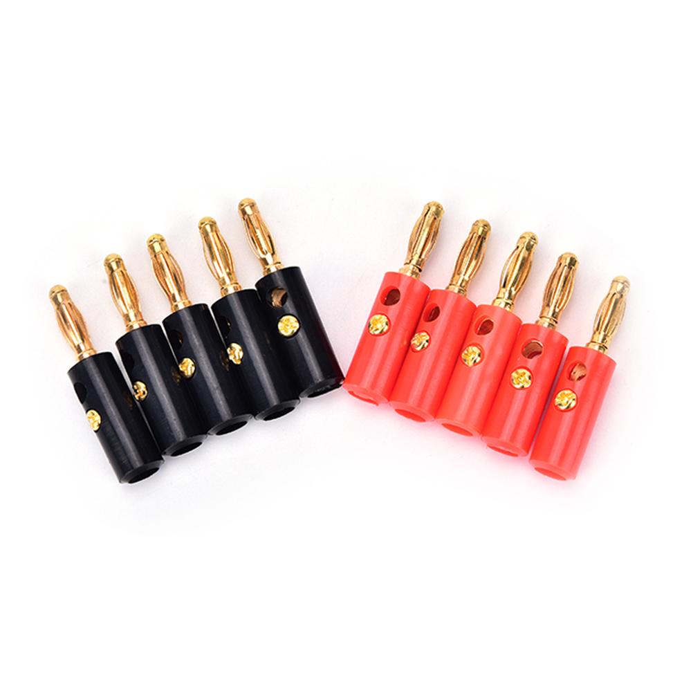 10PCS Gold-Plated 4mm Screw-Type Banana Plug Connector for Speaker Audio Amplifier