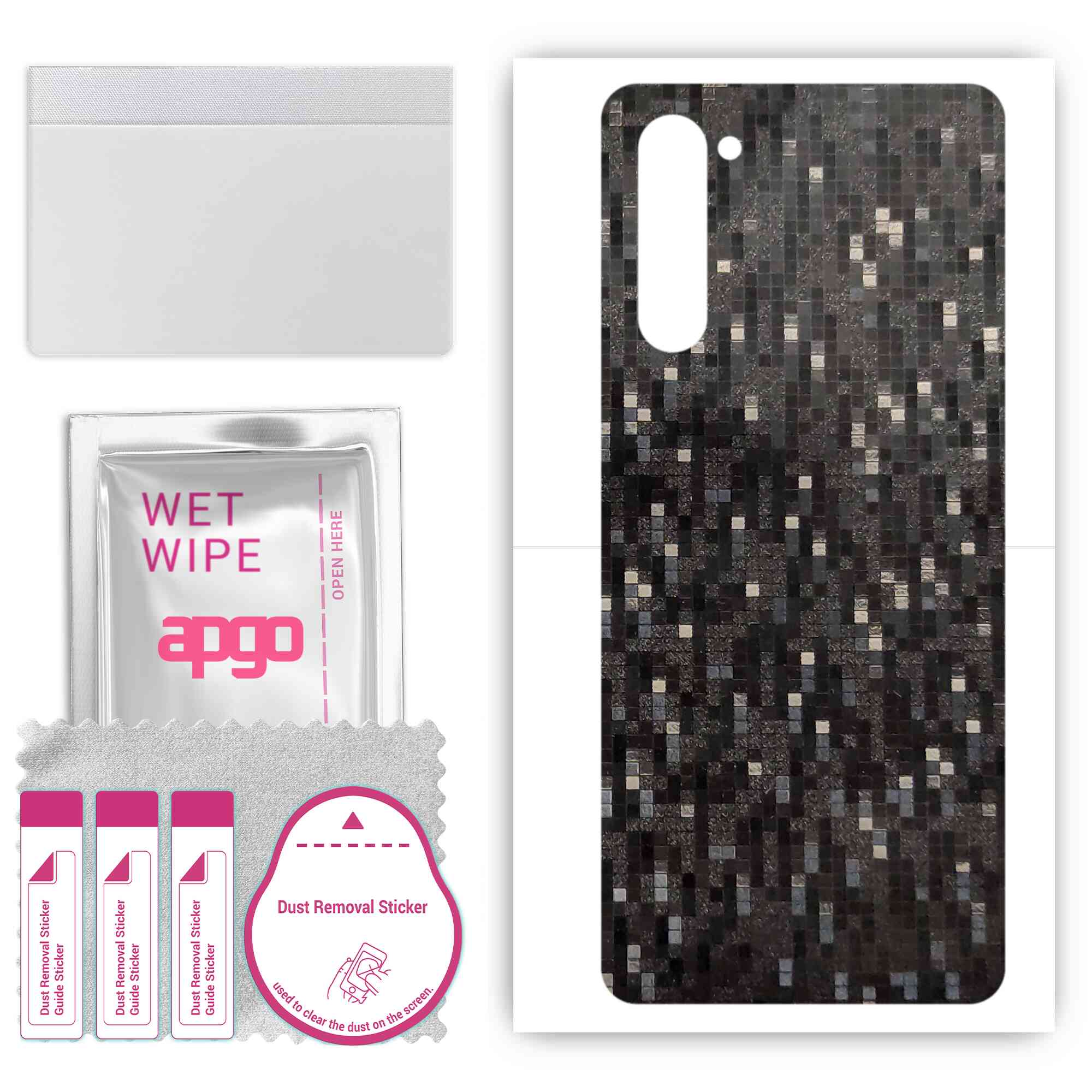 

apgo Protective Skin Sticker for the back compatible with Oppo Reno3 5G, Wrap Film, Foil, Vinyl - Pattern Carbon Black Pixel