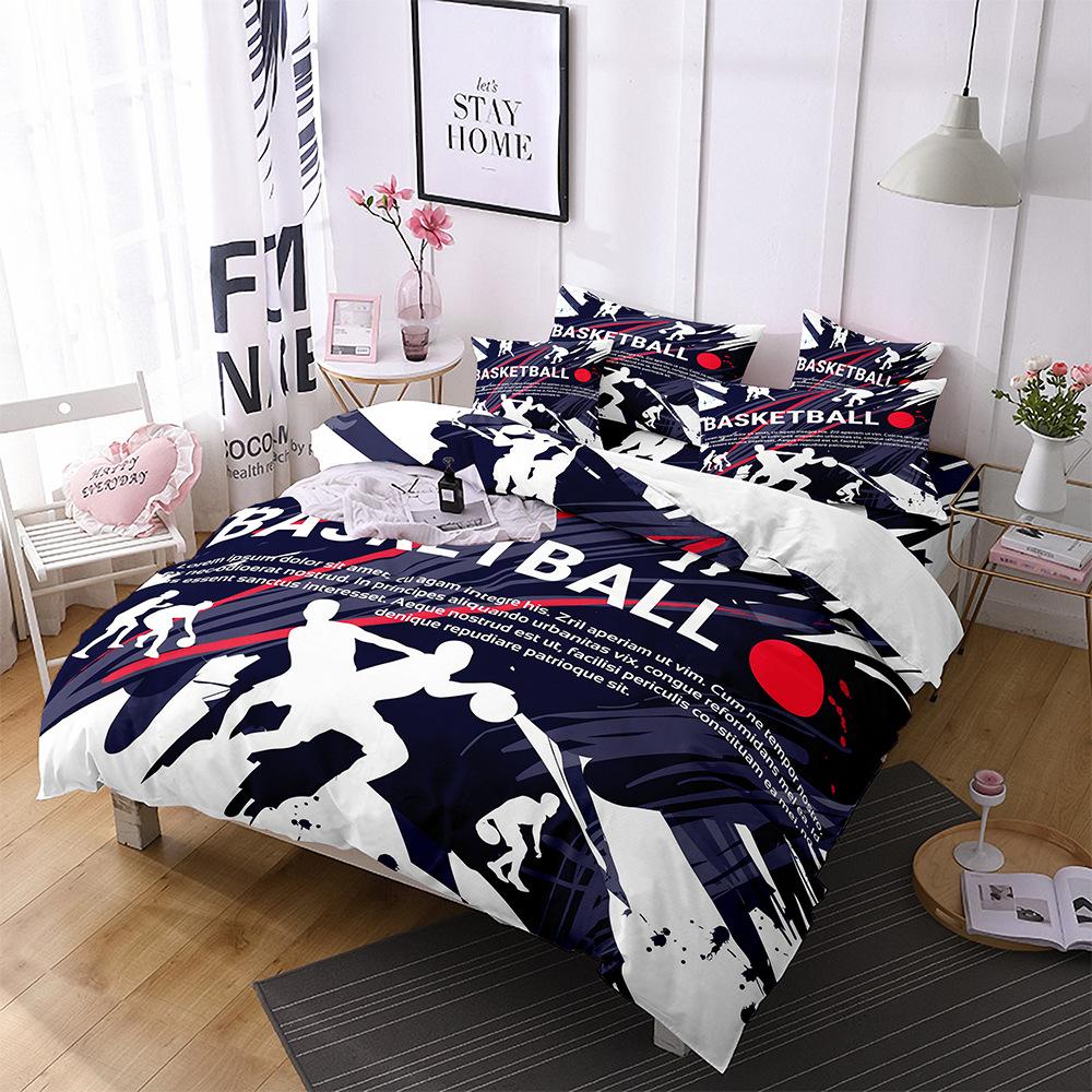 Football Basketball Sports Quilt Cover Bedding Digital Printing Home Textiles Three-Piece Set