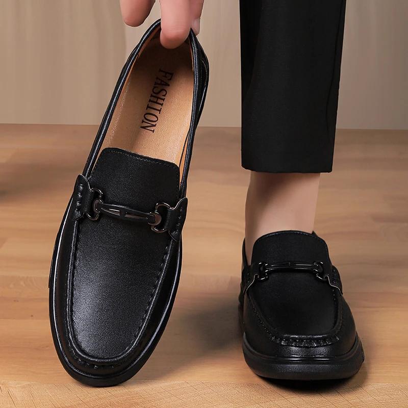 Fashion Men's Genuine Leather Loafers Slip-On Loafers Men Comfortable Walking Shoes Casual Breathable Flats Driving Moccasins for Men