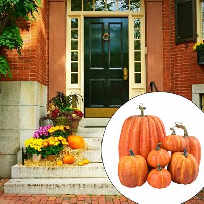 7 Stück Künstliche Kürbisse Sortiert Gefälschte Simulationskürbisse für Halloween Thanksgiving Party Heimdekoration