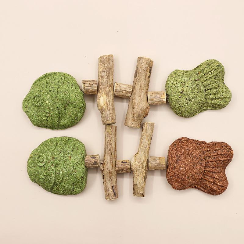 Katzenspielzeug Fischgräte Holz Tianliao Beißstab, Simulierter Fisch Zahnreinigungsstab, Selbstbespaielndes Spielzeug Gegrillter Fisch, Katzen-Reizstab