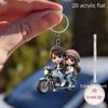 Cute Couple Motorcycle, 2D Flat Acrylic, Decoration, Suitable for Keychain, Backpack, Christmas, Halloween