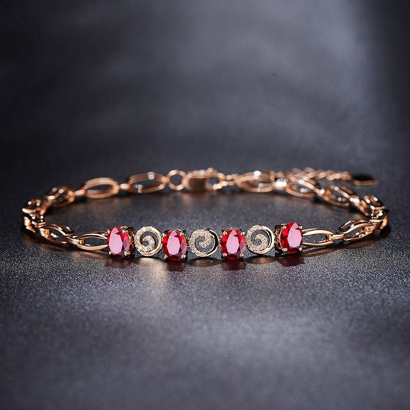 New Seiko Luxury High-end Temperament Pigeon Blood Red Imitation Red Tourmaline Color Treasure Bracelet Women's Hand Jewelry