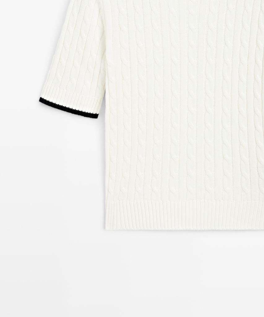 Masimodutti Cable Knit Short Sleeve Sweater