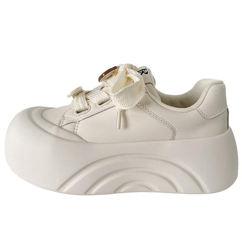 

XY-A363 latex insole/thick sole heightening niche accessories little white shoes women s shoes bread shoes 2025 new board shoes 35 бежевый