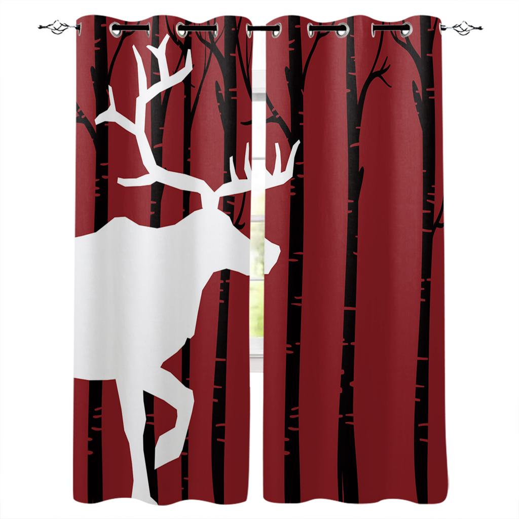 Cartoon Cute Snown Man Christmas Ball Girl Window Curtains For Kids Bedroom Living Room Bathroom Kicthen Door Hall Home Decor 2P