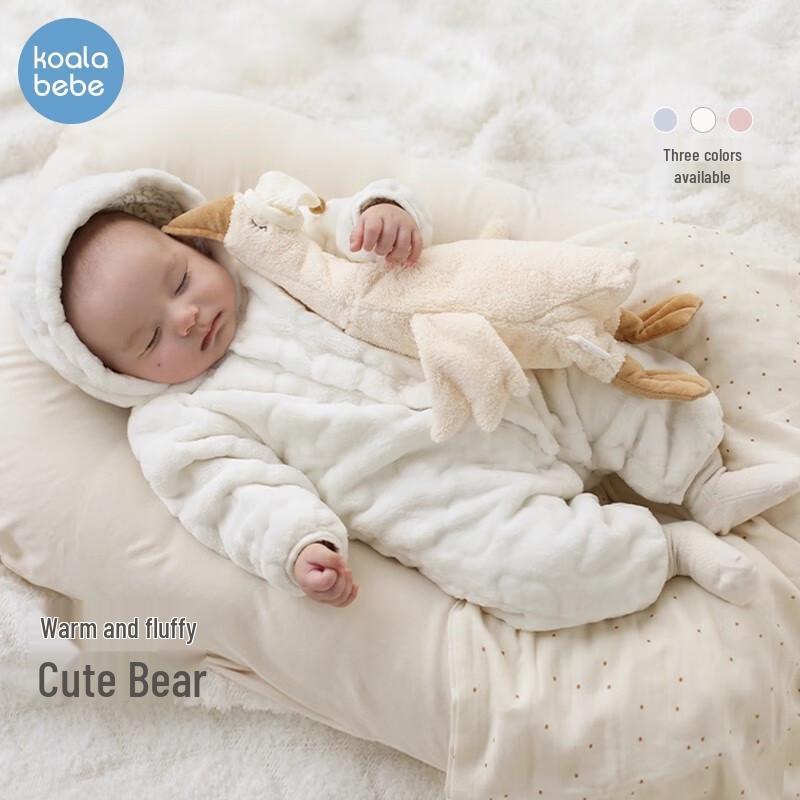 Koala Nose Fluffy Bear Fleece Baby Romper 80cm