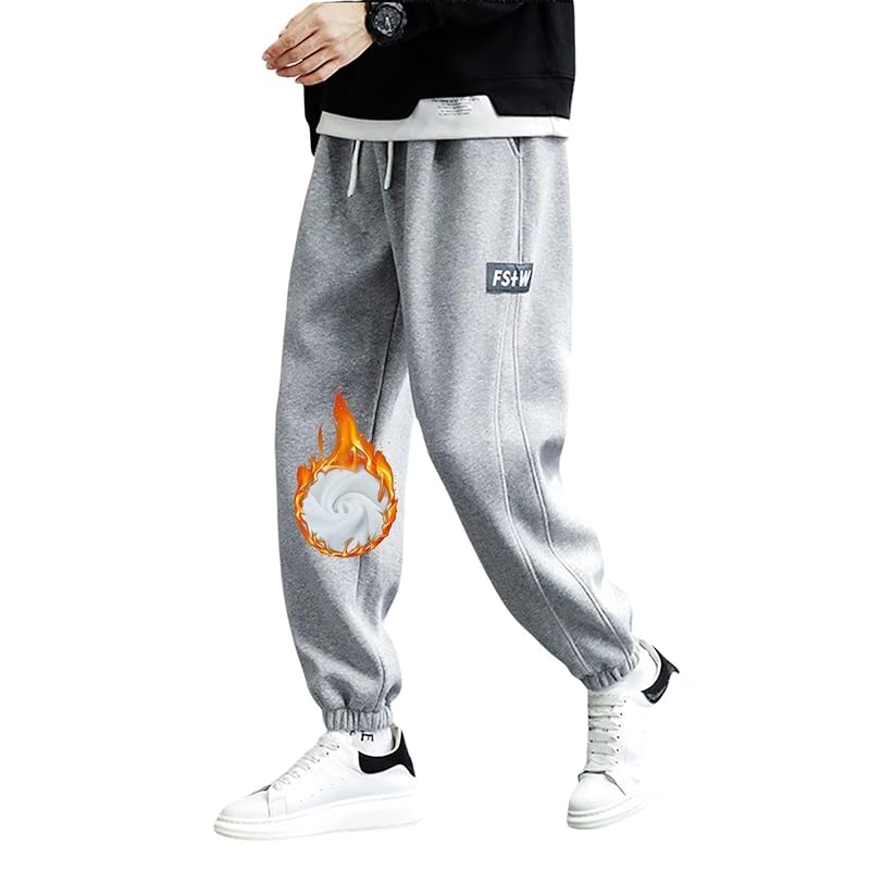 

[Fitrarefly] jogger pants men s sweatpants running wear With brushed lining long pants Thick cold weather pants skinny pants waist with rubber stretch
