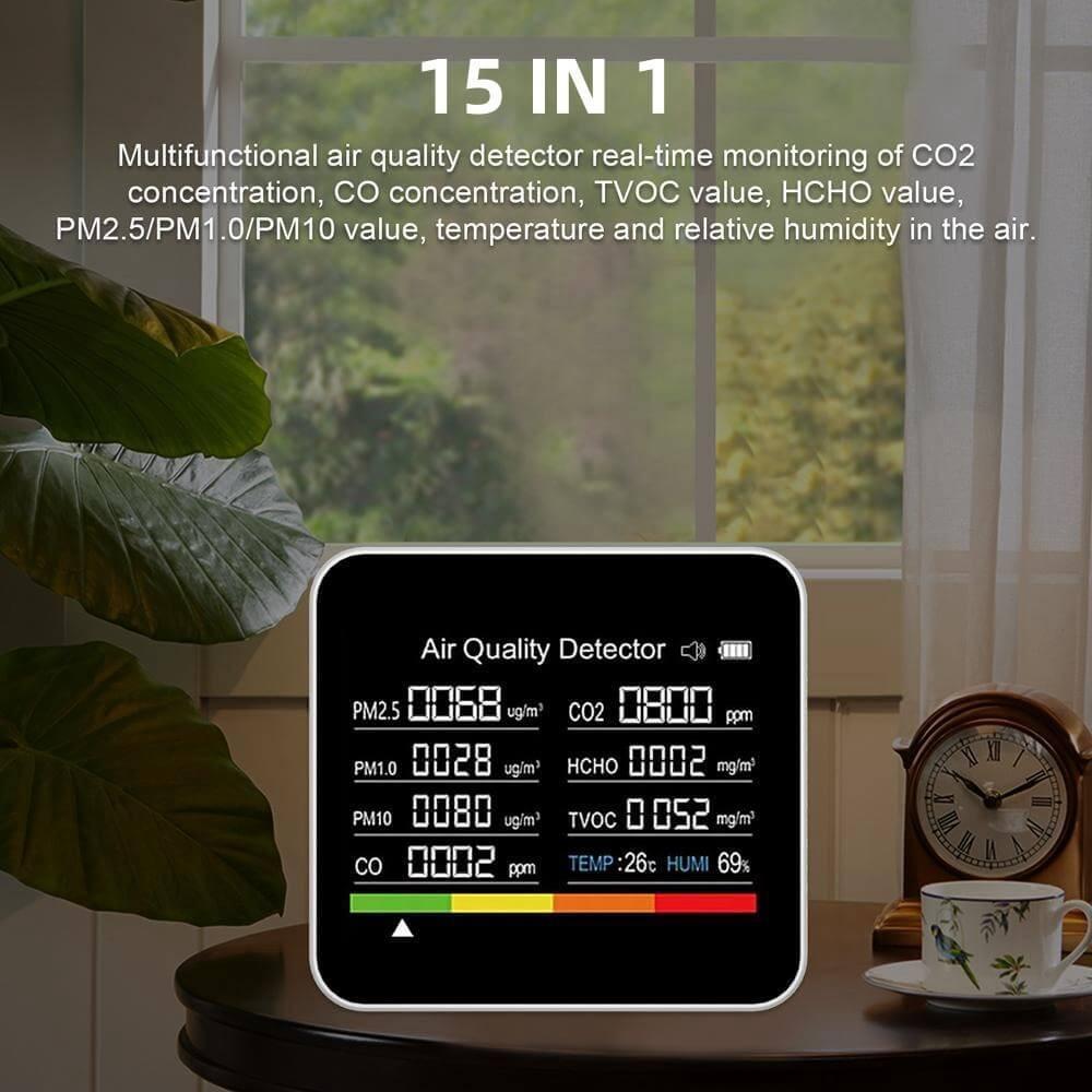 15 In 1 Professional Air Quality Monitor Portable Carbon Dioxide Detector Multifunctional Air Quality Detection Tool