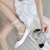 Crystal Silk Lace Bow Socks Ultra-thin Polka Dot Sock Comfortable Mid Tube Sock  Girls