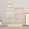 Jewelry Display Stand Iron Earrings Rings Bracelet Necklace Storage Rack With Wood Base Desktop Jewellery Organizer