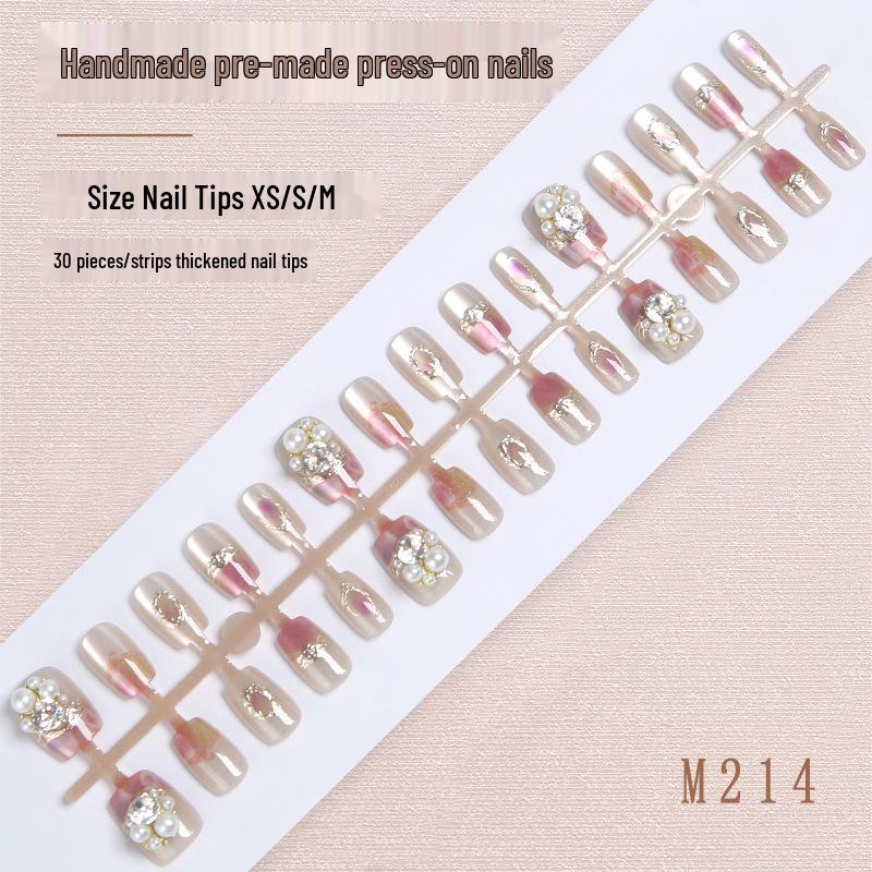 

Baroque Pearl Luxury Summer Nail Tips: 30 Handmade, Pre-Sized Stickers