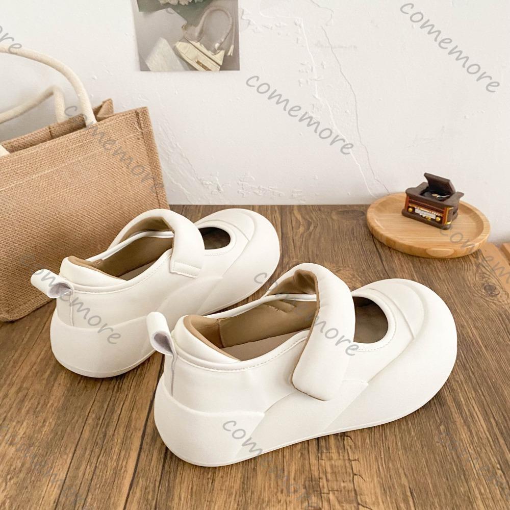 Fashion Comemore Thick-soled Cute Round Toe Mary Janes Shoes Women Spring Autumn Flat Bottom Casual Height-increasing Women's Shoes