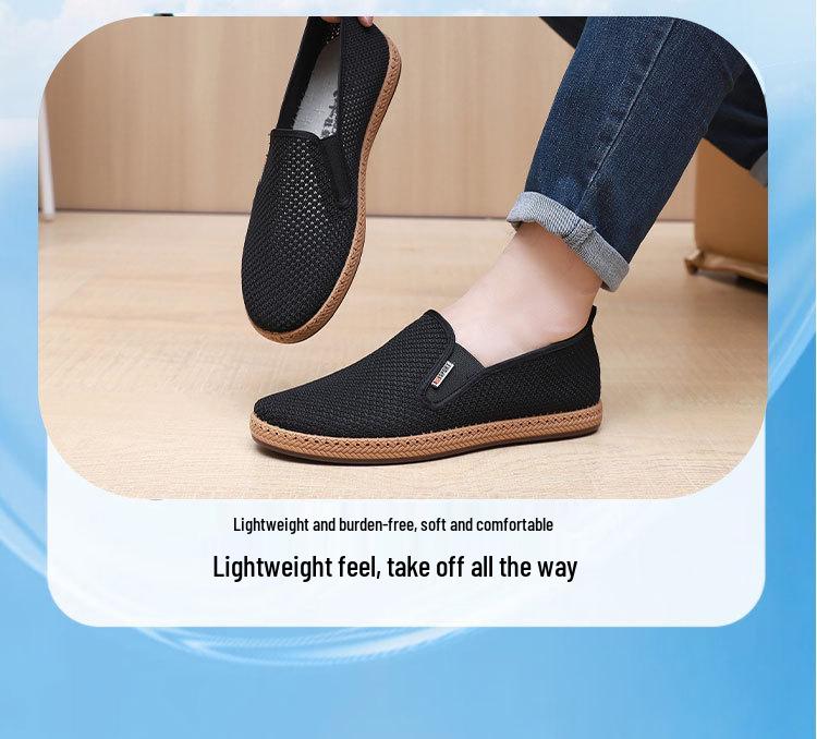 Scarpe da Uomo Estive in Rete Traspirante Slip-On, Suola Morbida Antiscivolo, Resistenti all'Usura, Casual da Papà.