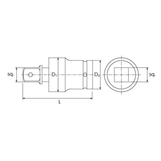 Esco X Impact Universal Joint 1/2"DR 61.0mm EA164KF-1B