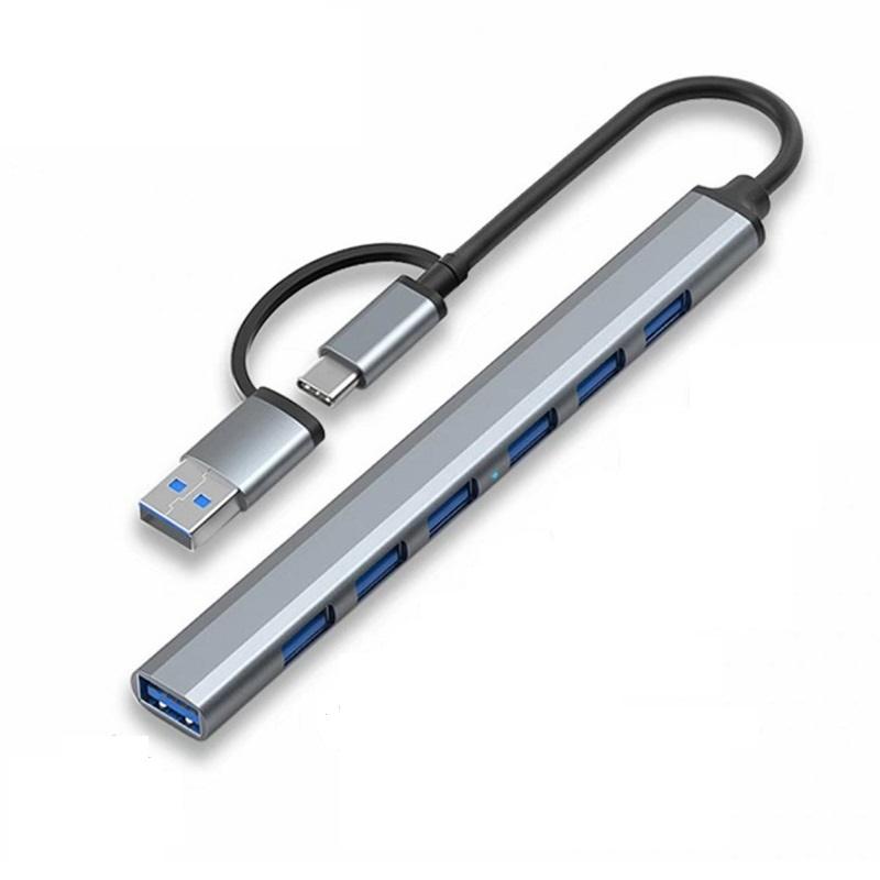 7 Ports USB 3.0 HUB Type C Extender USB Cable Splitter for Tablet Keyboard Mouse USB Disk Aluminum Phone USB Extend Adapter