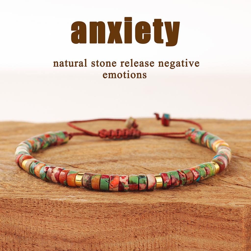 Bohemian Color Bracelet Beaded Hand Woven Bracelet Natural Stone Black Gallstone Emperor Stone Ladies Hand Rope