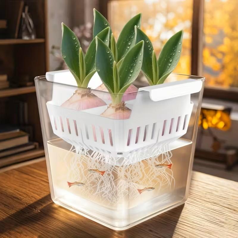 4 Compartimente Plastic Autoirigant Lalele Bulbi Ghivece Plantare Hidroponic Transparent Fără Sol Ghiveci Seră Flori Coș Suport Respirabil