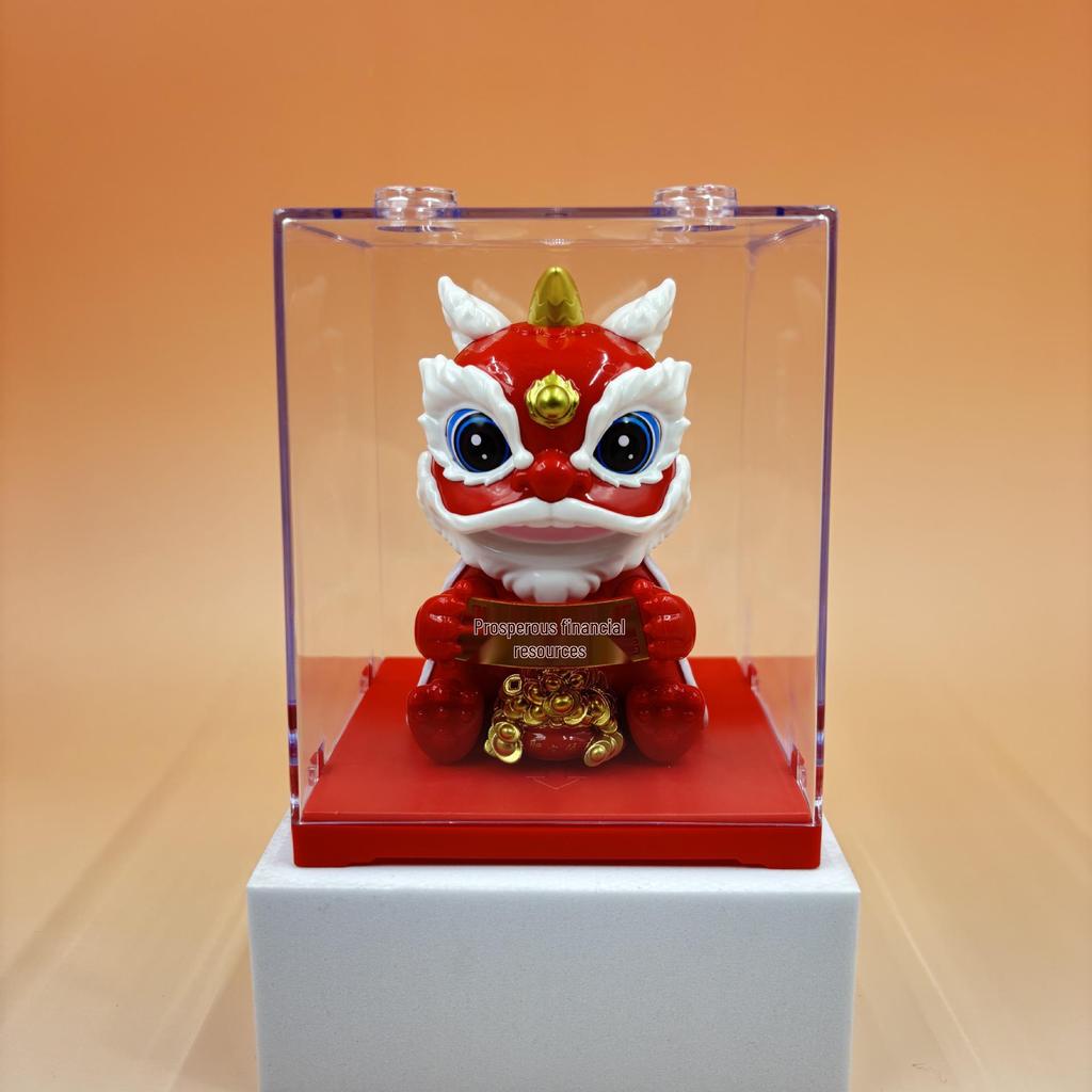 Solar Lion Car Ornament: Wealth-Attracting Chinese Style Decoration & Gift