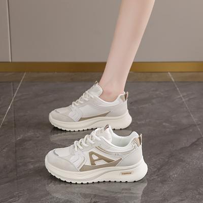 CRLAYDK 2024 Fall New Fashion Chunky Sneakers for Women Leather Platform Shoes Lace Up Workout Sport Casual Walking Tennis
