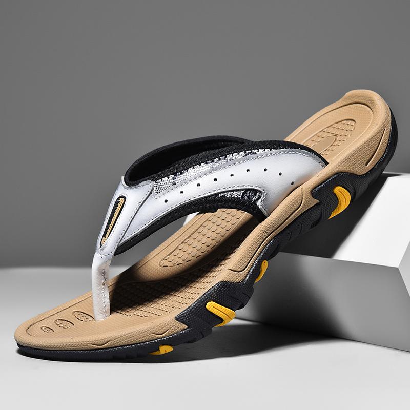 High Quality Men's Slippers Luxury Breathable Genuine Leather New Slippers Man Casual Flats Flip-flops for Men Designer Slippers