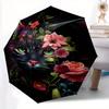 1pc Domineering BlackCat & Flowers Pattern Automatic 3-Fold Umbrella, 8 Iron Frames, High-Value Folding Umbrella, Suitable for Office, Trave
