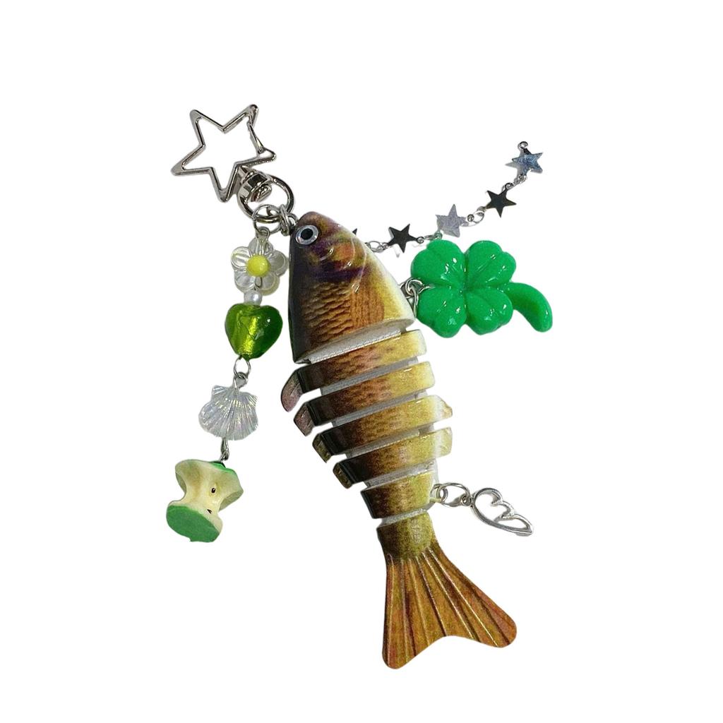 Creative Angler Gift Keychain Detailed Fish Imitation Design Sturdy Resin Key Ring Creative Fishing Key Accessories