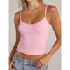 Women Adjustable Spaghetti Strap Cami Top V Neck Sleeveless Solid Color Crop Tank Tops Daily Casual Wear