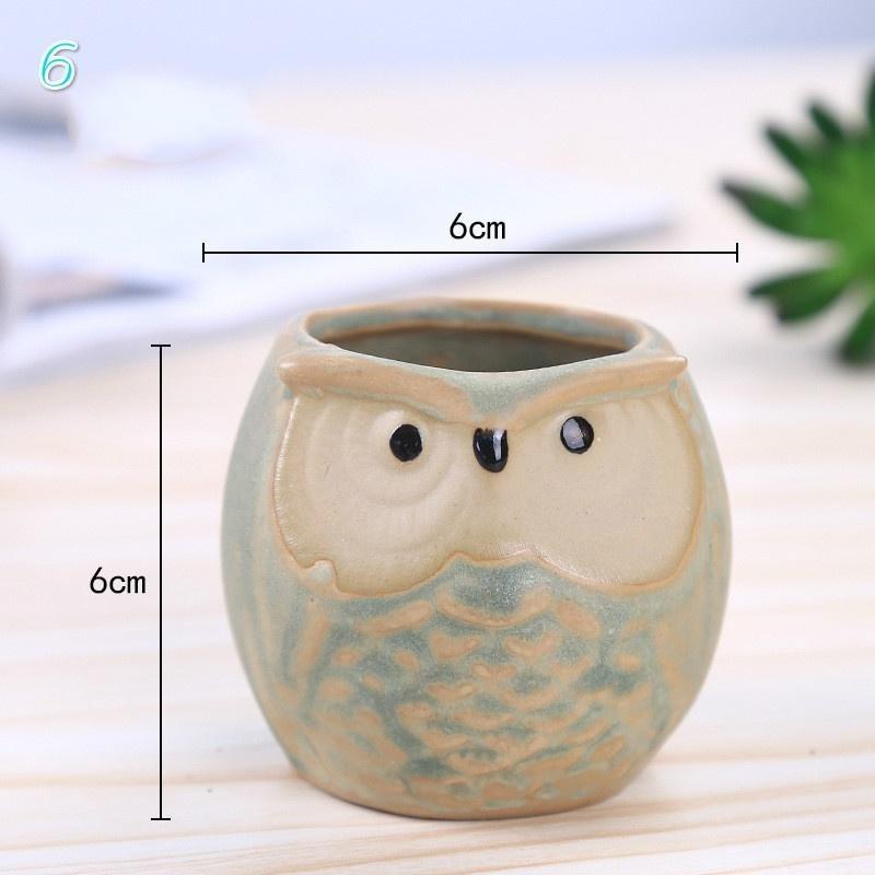 1Pc Personality Succulents Flower Pot Owl Animal Small Flower Pot Creative Cute Thumb Pot Ceramic Hole