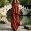 2 Piece Sets for Women Hooded Sleeveless Pullover Top And Long Pants Set Summer Casual Ruffle Lounge Outfits