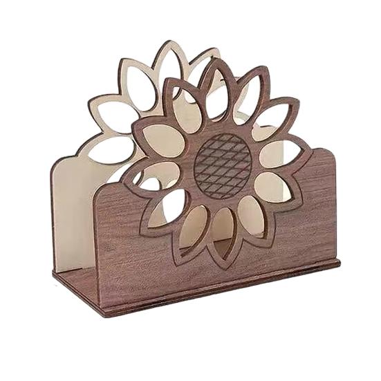 Rustic Napkin Holder Vintage Butterfly/Sunflower Wooden Paper Towel Dispenser Tabletop Standing Napkin Rack Sunflower