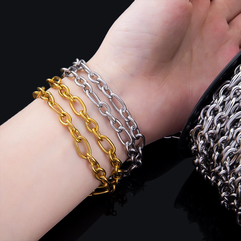 0.5M 1M Geometry Open Ring Round Necklace Chain Stainless Steel Circle Link Chains DIY Women Bracelets Jewelry Making Body Chain