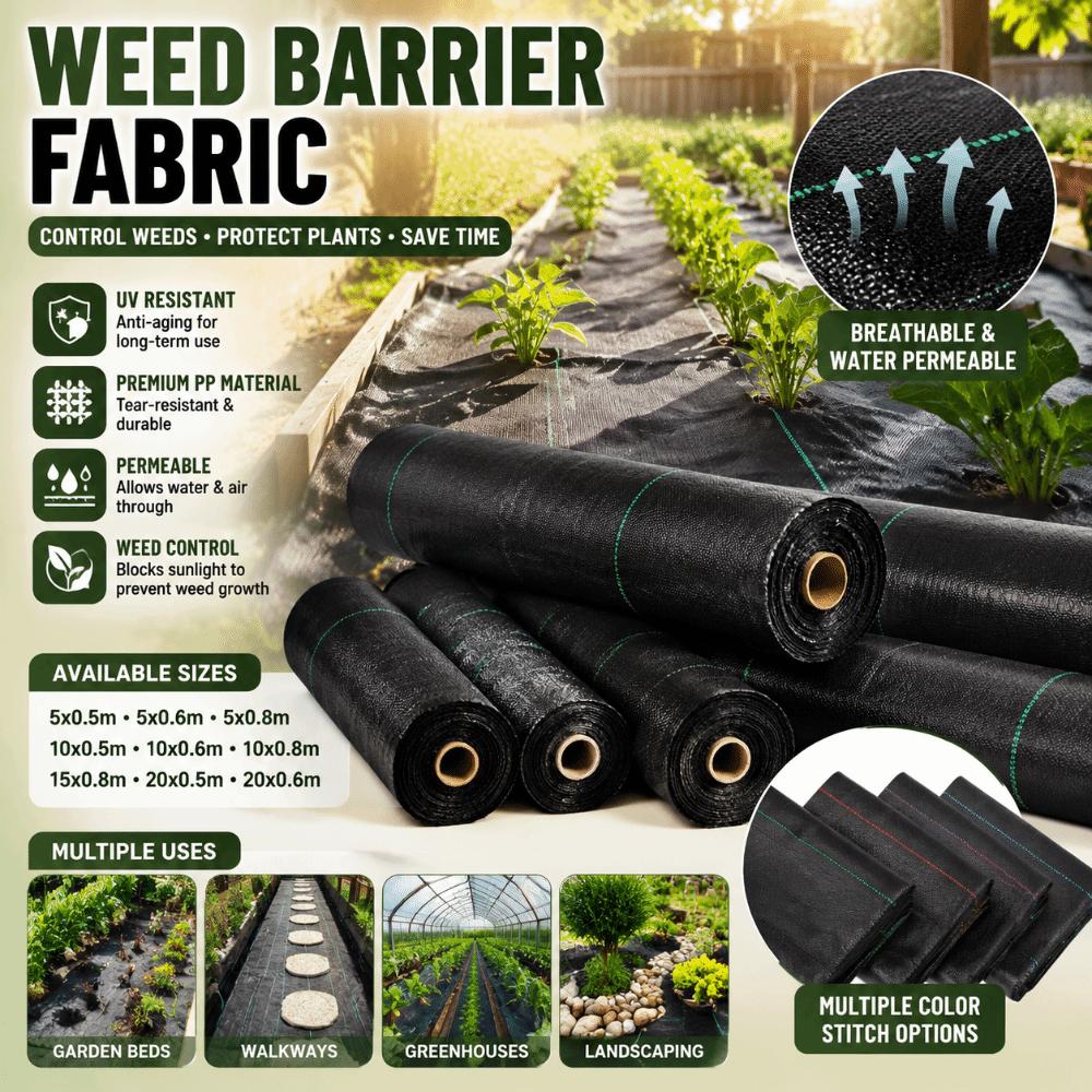 Polypropylene Weed Barrier Fabric Black Woven Grow Mulch Film  Driveway Control