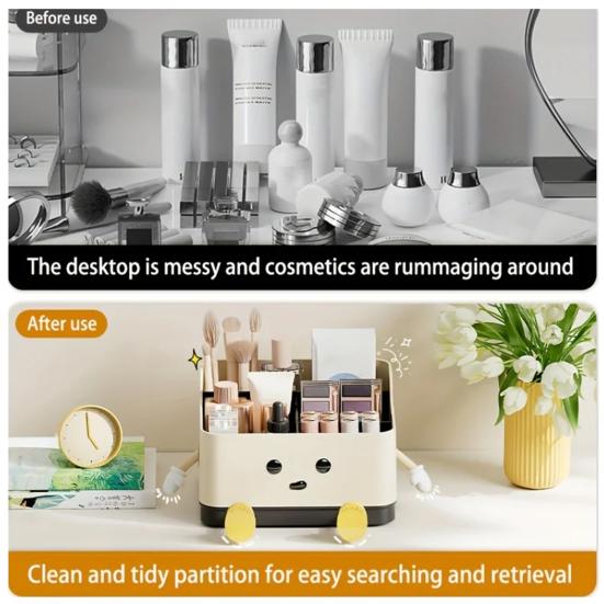 Desktop Storage Box Remote Control Holder Large Capacity Multiple Compartments Versatile Stationery Makeup Organizer
