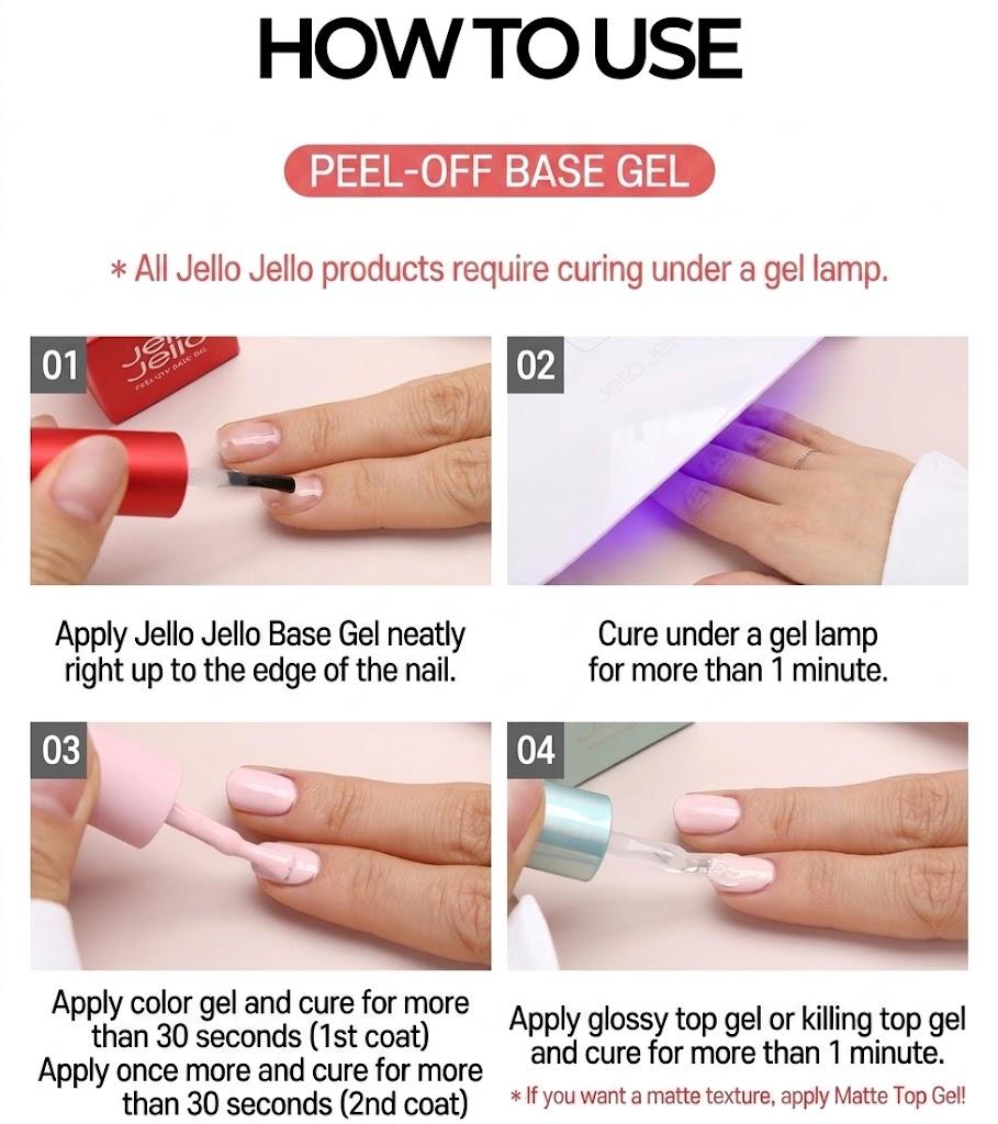 JELLO JELLO Basic Gel Collection 9 Types Base Top Repair and Nail Extension Gel 10ml X 9