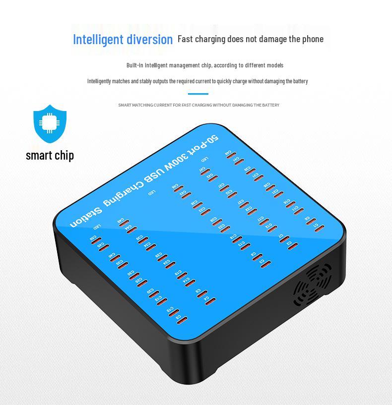 Type-C Multi-Port Charger: 30-60 Ports, USB-C Fast Charging Station for Apple Devices