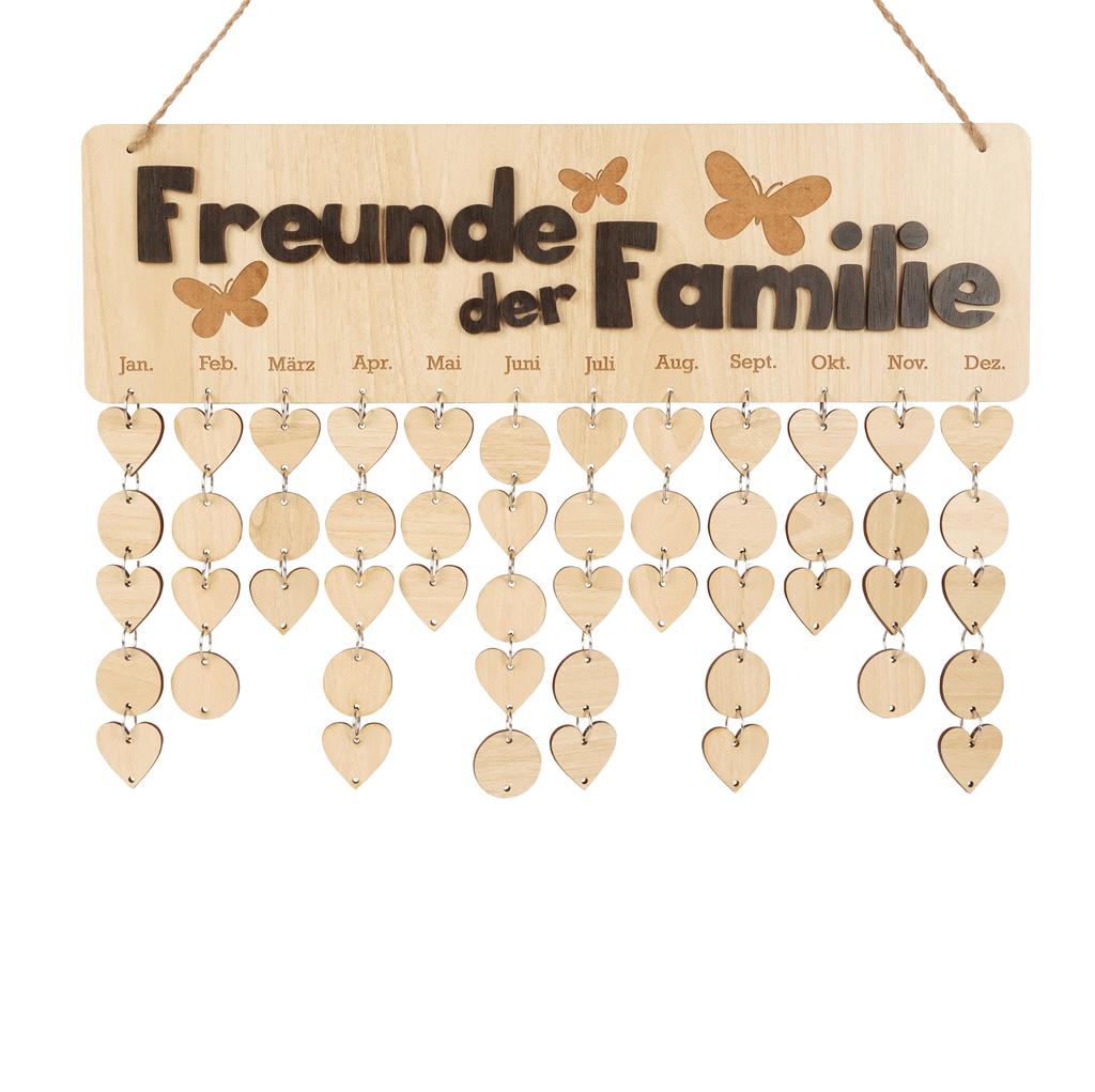 Inkdotpot Wooden Birthday Calendars With Dates Diy Birthday Tracker Plaque Wall Hanging, Farmhouse Décor