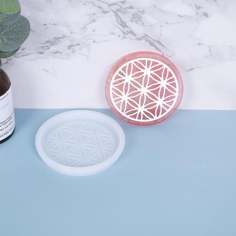 1/3Pieces Thick Coaster Silicone Molds for Resin Casting Round Flower Pattern Coaster Molds Epoxy Casting DIY Craft Tool