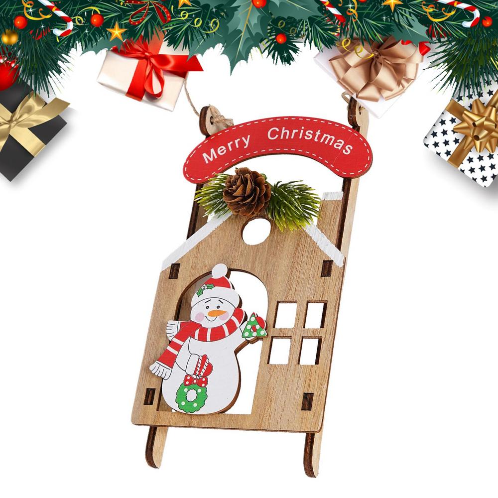 Christmas Decorations Figurine Pendant Crafts Wooden Christmas Decorations For Holiday Party Supplies Home Kitchen Outdoor