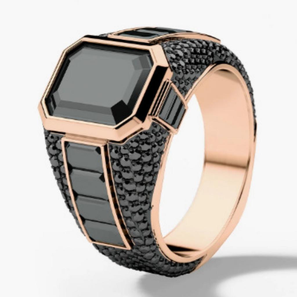 Neuer Stil Retro Thai Silber Imitation Schwarzer Achat Herrenring, Personalisierter und Trendiger Vier-Krallen Zirkon Herrenring