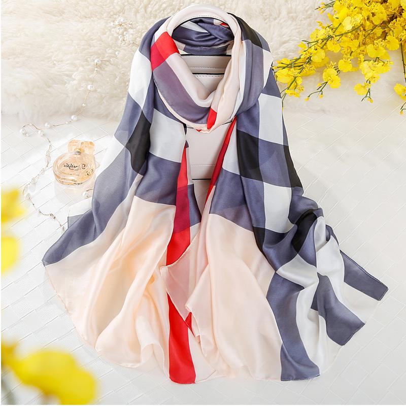 Women's High-Quality Satin Silk Scarf with Printed Design – Versatile for Beach Towel, Sun Protection, or Shawl.